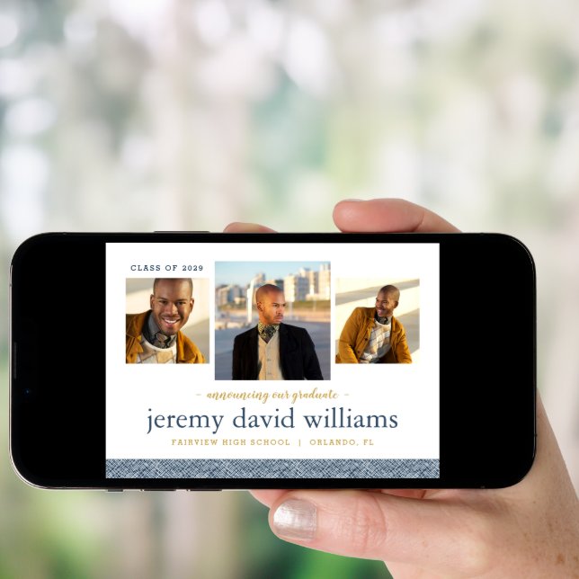 3 Photo Modern Graduation Announcement (Front Digital)