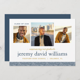 3 Photo Modern Graduation Announcement