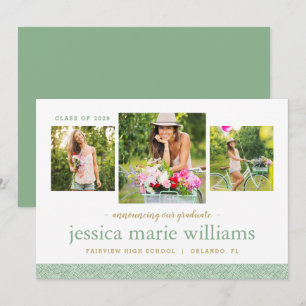 3 Photo Modern Graduation Announcement