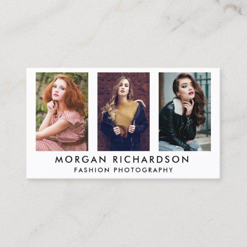 3 Photo Modern Photographer Wht Business Card