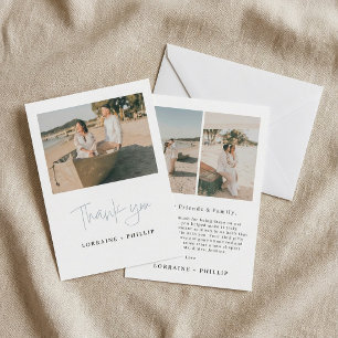 3 photo modern wedding thank you card