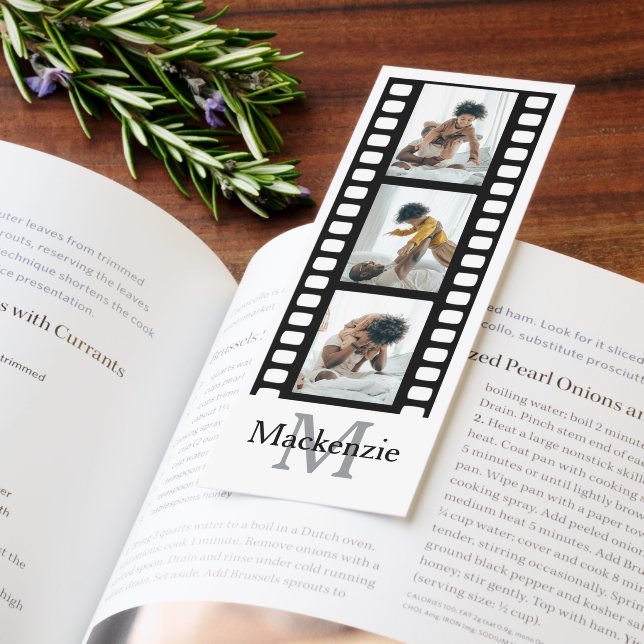 3 Photo Monogram Movie Photo Reel Personalized  Bookmarks (Book)