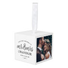 3 Photo Mr & Mrs 1st Christmas Newlyweds Square