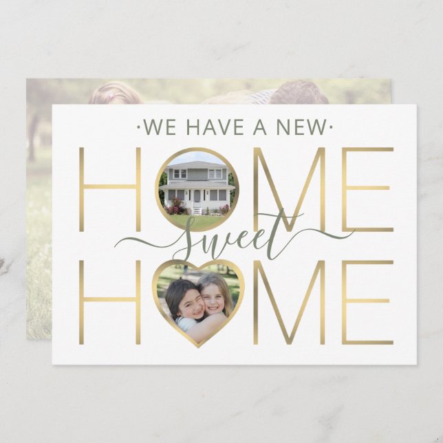 3 Photo New Home Sweet Home Change of Address Announcement (Front/Back)