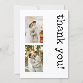 3 Photo Personalized Typewriter Thank You Wedding Card