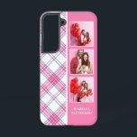 3 Photo Preppy Pink Plaid Modern Girly Custom Name Samsung Galaxy S22 Case<br><div class="desc">3 Photo Preppy Pink Plaid Modern Girly Custom Personalized Name Smartphone iPhone Case features a 3 of your favorite photos with your custom name on a stylish preppy pink, blue and white plaid pattern. Perfect for birthday, Christmas, Mother's Day, sister, best friend and more. Designed by © Evco Studio www.zazzle.com/store/evcostudio...</div>