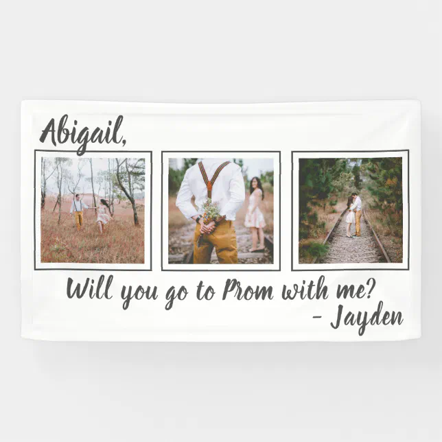 Promposal Banner 3 Photo Prom or HOCO Proposal Cute Promposal Idea Banner | Zazzle
