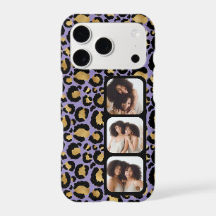 3 Photo Purple And Gold Leopard Print iPhone 17 Pro Case