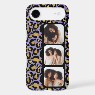 3 Photo Purple And Gold Leopard Print iPhone 17 Air Case
