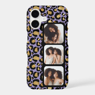 3 Photo Purple And Gold Leopard Print iPhone 17 Case