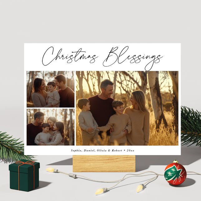3 Photo Religious Script Christmas Blessings Holiday Card (Creator Uploaded)