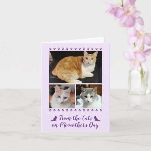 3 Photo Script Cat Dog Pet Kids Mothers Day Pink Card