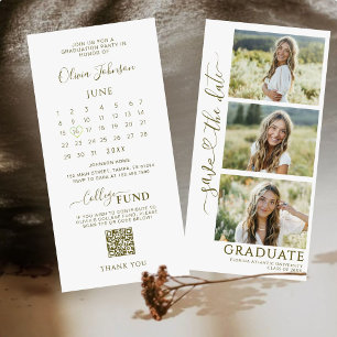 3 Photo Strip Graduation Save the Date QR Code