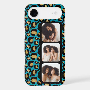 3 Photo Teal And Gold Leopard Print iPhone 17 Air Case