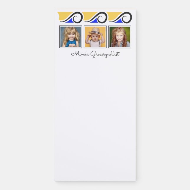 3-Photo Template Mimi's Grocery Shopping List Magnetic Notepad (Front)