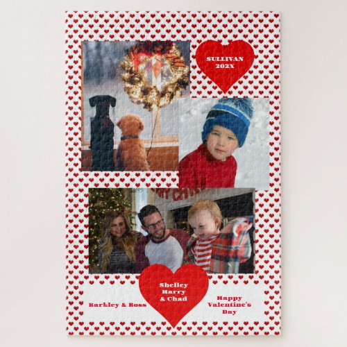 3 Photo Valentine Family Collage Jigsaw Puzzle