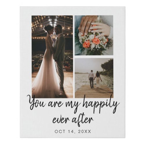 3 Photo Wedding Anniversary Collage Quote Faux Canvas Print