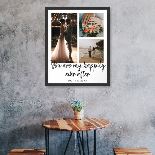 3 Photo Wedding Anniversary Collage Quote Poster