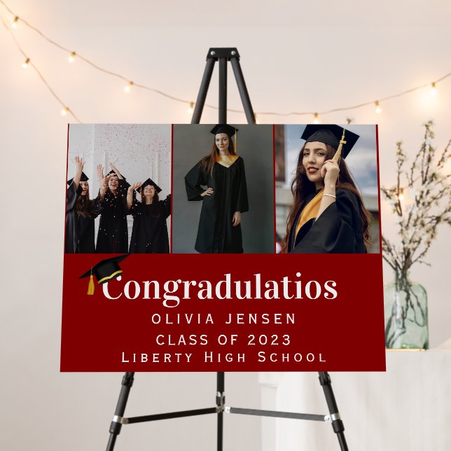 3 Photo Wedding Collage Photographer QR Code Frame Foam Board (In Situ (Stand))