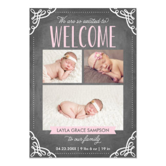 3-Photo Welcome Chalkboard | Birth Announcement
