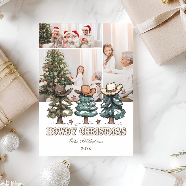 3 photo Western Howdy Christmas Holiday Card (Creator Uploaded)