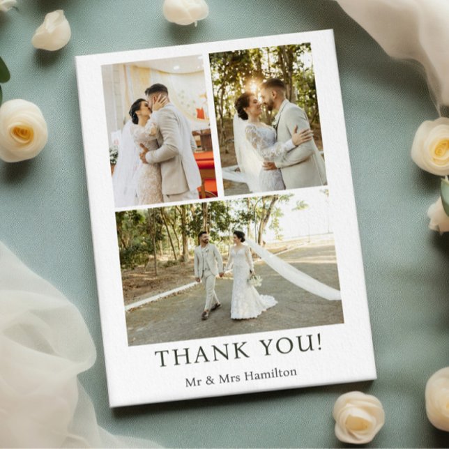 3 Photographs Personalized Wedding With Message  Thank You Card (3 Photographs Personalized Wedding With Message Thank You Cards from Ricaso. Say Thanks in style.)