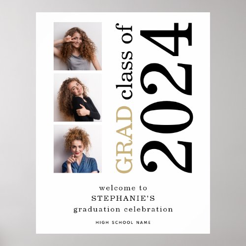 3 photos 2024 White Welcome to Graduation  Poster