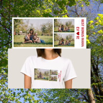 3 Photos Best Bonus Mama Ever Heart Photo Collage T-Shirt