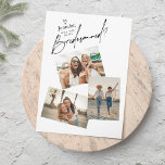 3 Photos Bridesmaid Proposal Card Template<br><div class="desc">'Will you be my bridesmaid?' cute modern 3  photos bridesmaid proposal card. The 4th photo can be added on the backside. All colors are editable.</div>