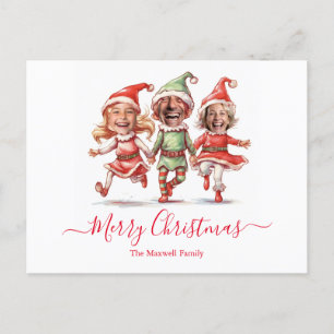 3 photos Christmas elves  Holiday Postcard