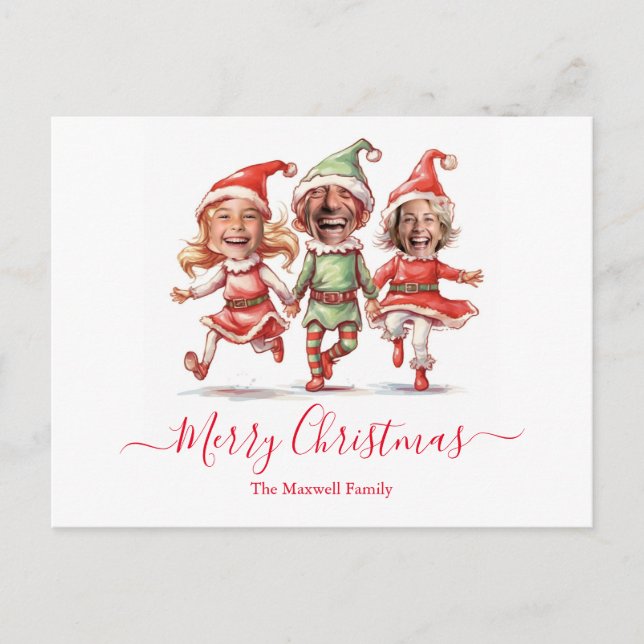 3 photos Christmas elves  Holiday Postcard (Front)