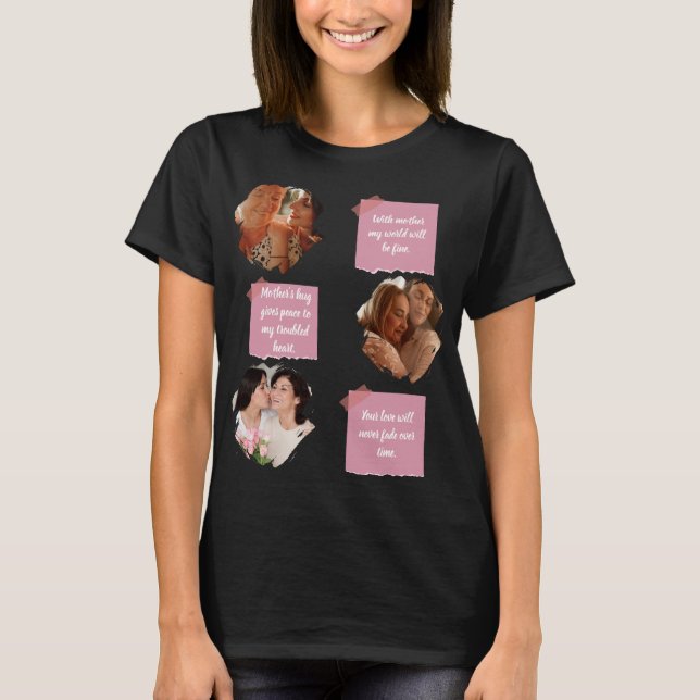 3 Photos Collage Heart Shape Happy Mother's Day  T-Shirt (Front)