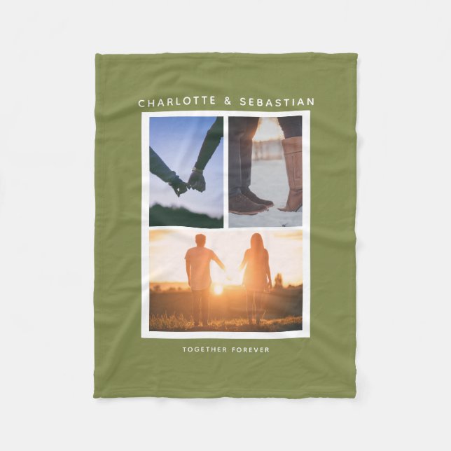 3 photos collage personalized fleece blanket (Front)