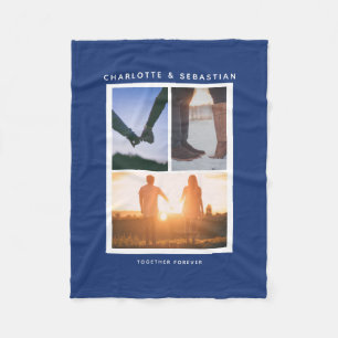 3 photos collage personalized fleece blanket