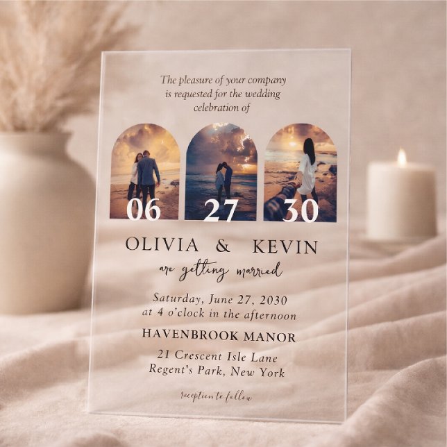3 Photos Elegant Classic Wedding Acrylic Invitations (Creator Uploaded)