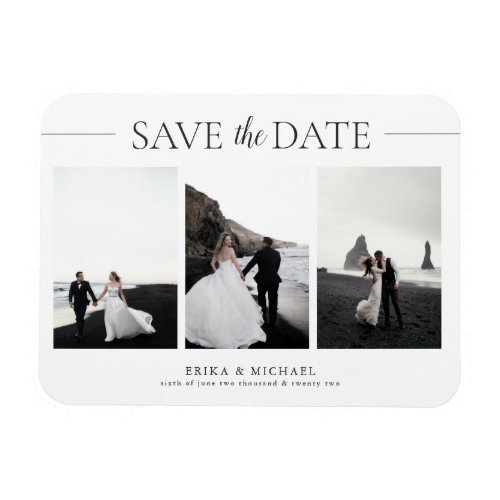 3 Photos Elegant Classic Wedding Save The Date Magnet