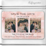 3 Photos Geometric Floral Blush Save The Date Magnet at Zazzle