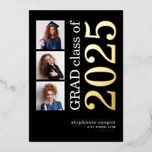 3 Photos Grad 2025 Real Gold Foil Announcement