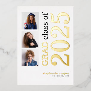 3 Photos Grad 2025 Real Gold Foil Announcement