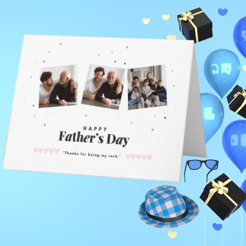 3 photos Happy Fathers Day Greeting Photo Card