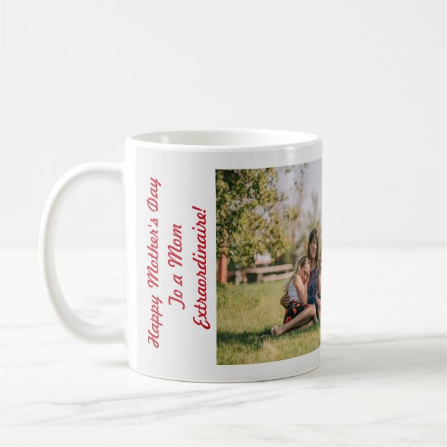 3 Photos Mom Extraordinaire Cute Modern Mother Coffee Mug (Left)