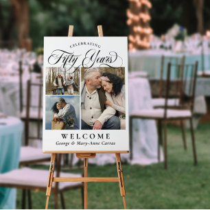 3 Photos Names 50th Wedding Anniversary Welcome Foam Board