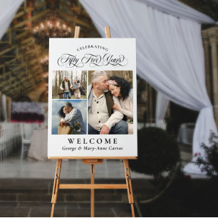3 Photos Names 55th Wedding Anniversary Welcome Foam Board