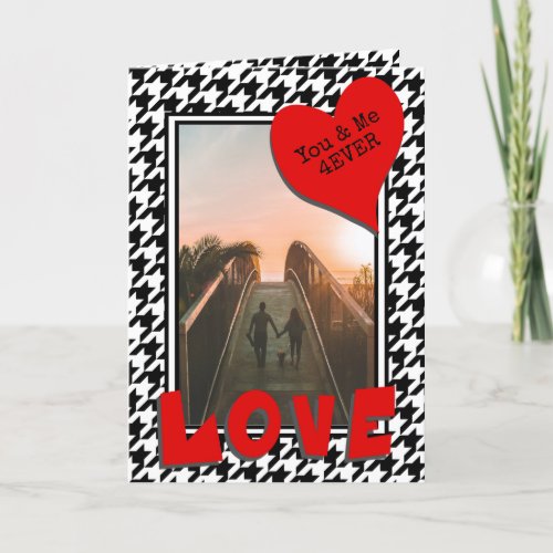 3 Photos Red Love Heart Notes Classic Houndstooth