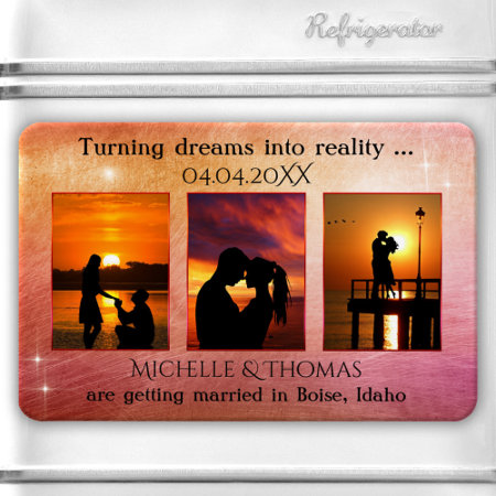 3 Photos Romantic Colorful Save The Date Magnet