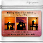 3 Photos Romantic Colorful Save The Date Magnet at Zazzle