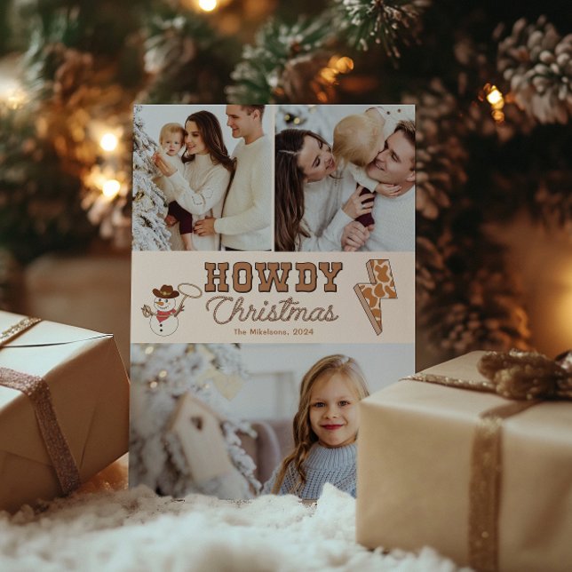 3 Photos Rustic Western Christmas  Holiday Card (Creator Uploaded)