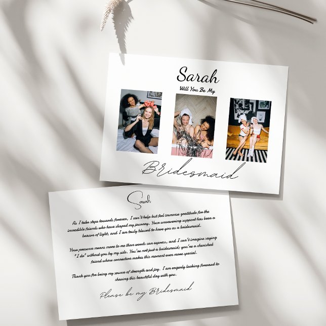 3 Photos Will You Be My Bridesmaid Proposal Invitation (Creator Uploaded)