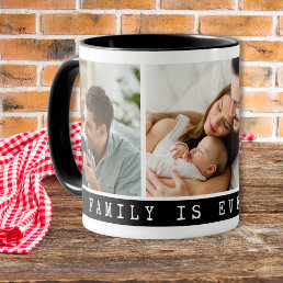 3 Picture Multi Photo Collage Family Quote  Black Mug