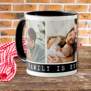 3 Picture Multi Photo Collage Family Quote Black Mug